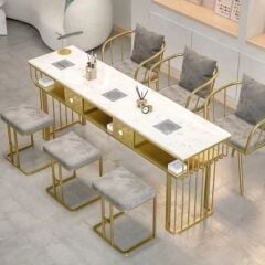 Gold Plated Manicure Set (Table / Pouf / Chair)